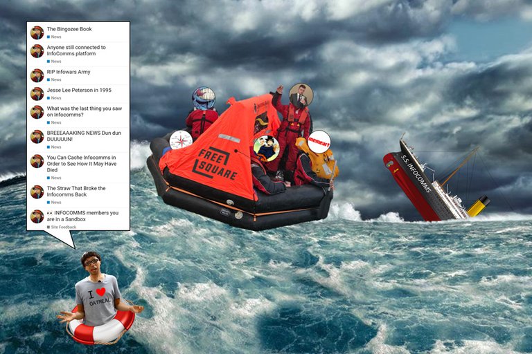 IWA Joey Life Saver Ocean Free Square Meme Art Rob Roy SOS Coming in a Boat as Titanic Sinks.jpeg