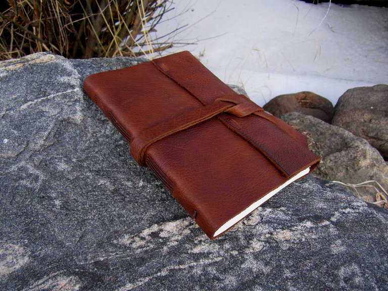 Brown Buffalo Leather Wrap Journal 2d.jpg