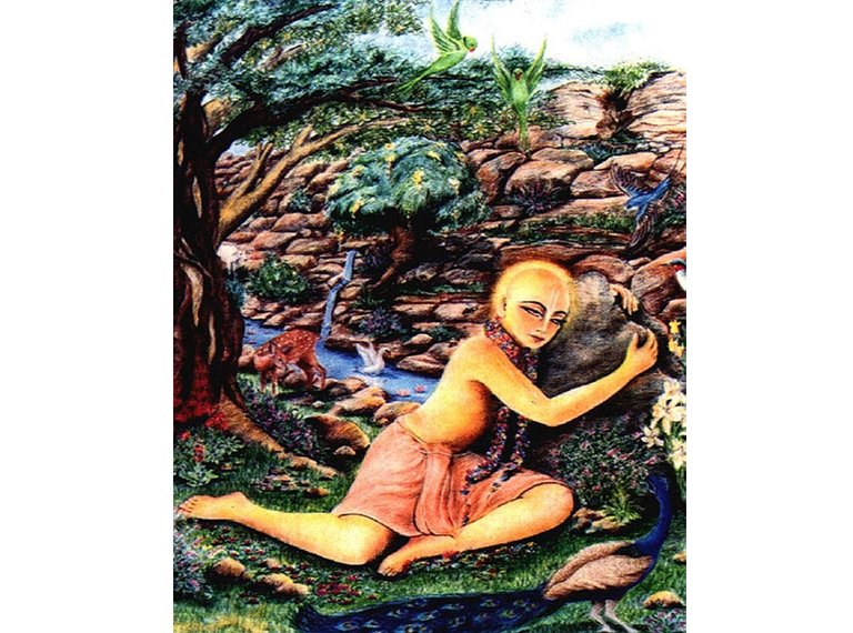 Lord-Caitanya-worships-Govardhan.jpg