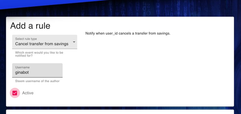 GINAbot - Cancel transfer from savings form