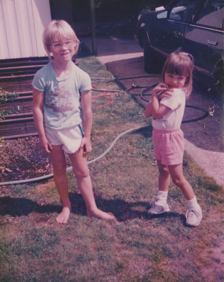 1987 - Summer - Katie, Amanda, in front of trailer number 183 - 1pic.png