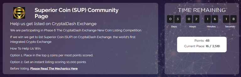 Help get SuperiorCoin listed on CryptalDash Exchange