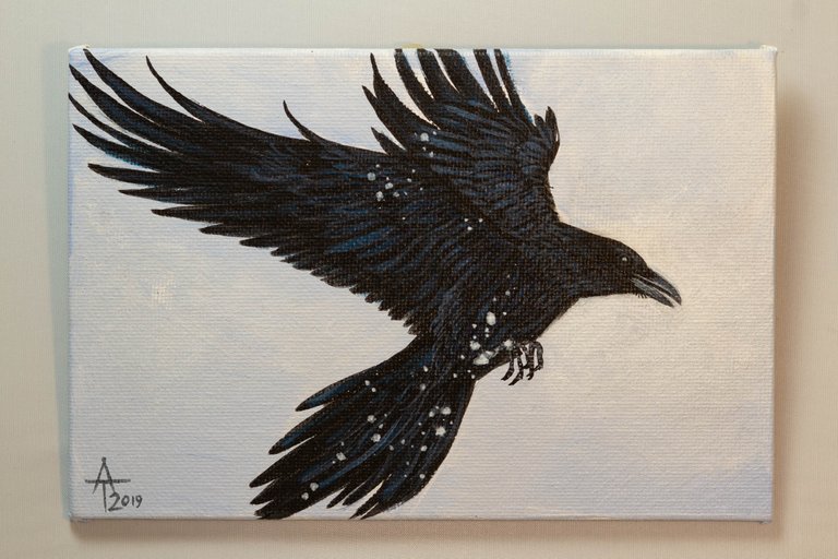 Unnamed Raven #4 - Acrylic on  6x4" Canvas