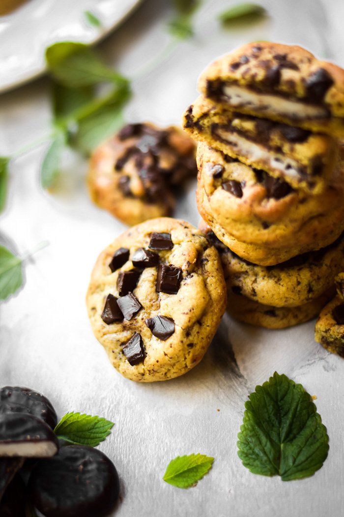 Peppermint Patty Stuffed Chocolate Chip Cookies (Vegan+GF)-5.jpg