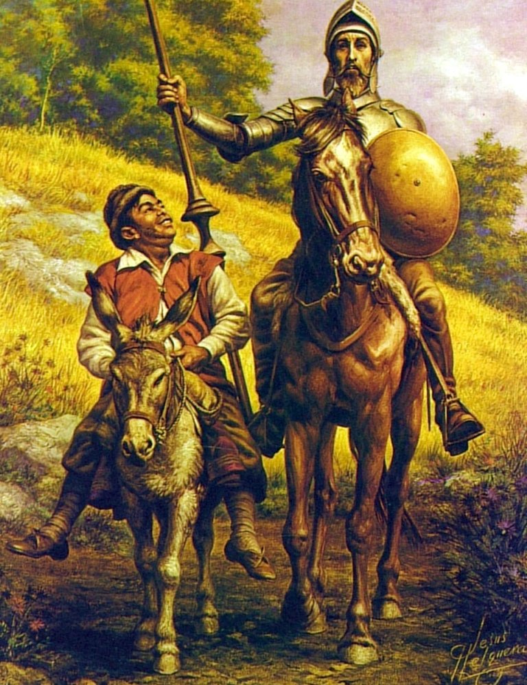 paisajes mexicanos oleo, jesus helguera, don quijote y sancho panza.jpg