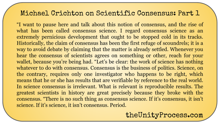 Michael Crichton on Scientific Consensus Part 1.png