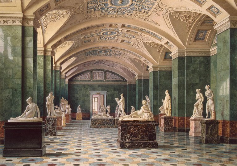 Premazzi Luigi - Interiors of the New Hermitage. The Room of Russian Sculpture.jpg