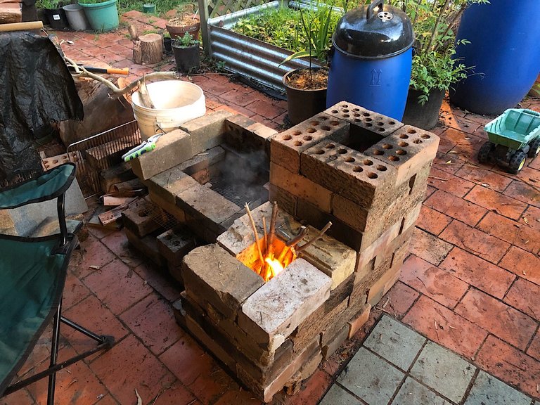 A brick rocket stove