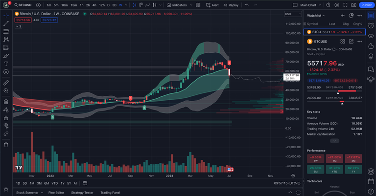 Bitcoin Weekly Candle Chart with Logical Trading Indicator PRO