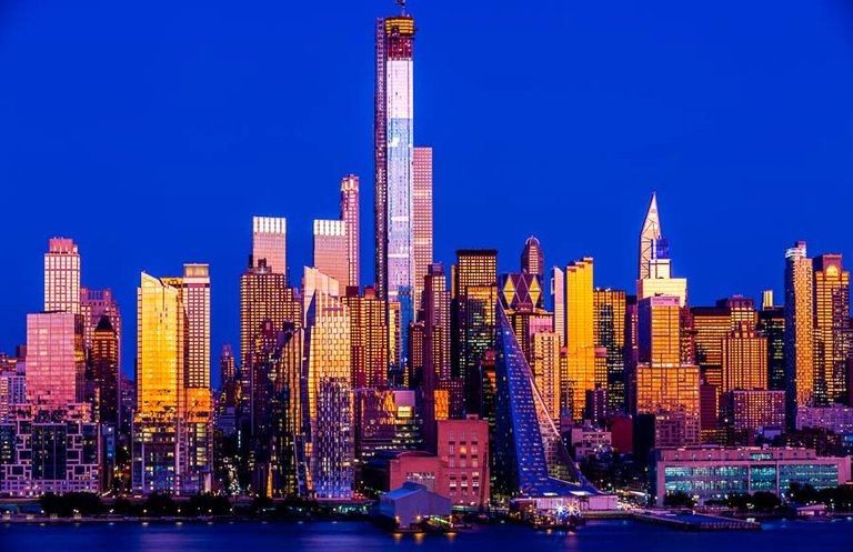 Stunning blue hour Manhattan blue hour cityscape picture art wall