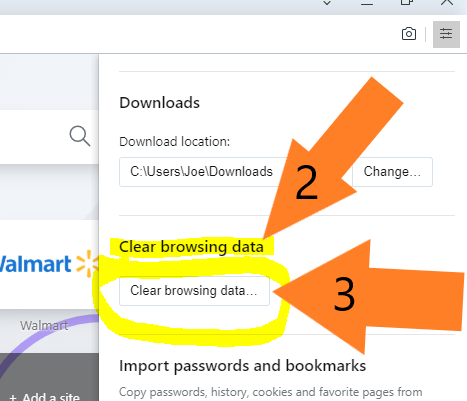 Scroll down to ‘Clear browsing data’