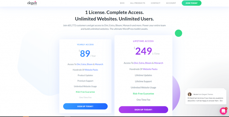 Divi Price Plans