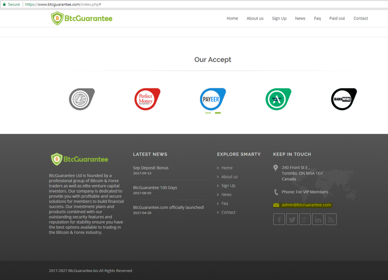 BTCguarantee incorrect email address in footer