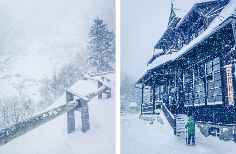   Once we reached Morskie Oko because of blizzard it was virtually invisible. Only Morsko Oko shelter was there to cheer up us. Photo by Alis Monte [CC BY-SA 4.0], via Connecting the Dots