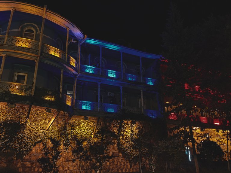 Buildings on Tbilisi city wall in Georgia