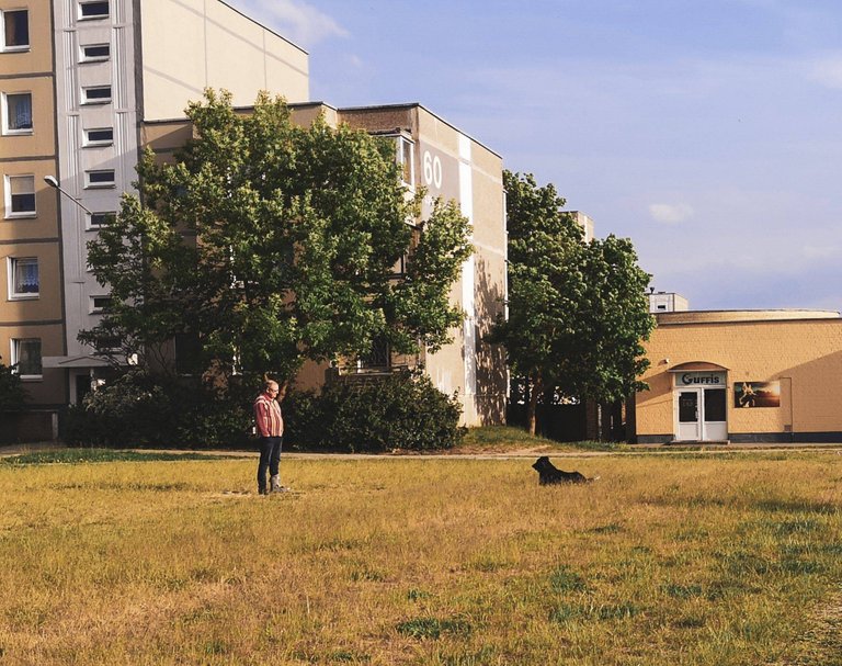 Fabijonas and a dog in Fabijoniškės, VIlnius