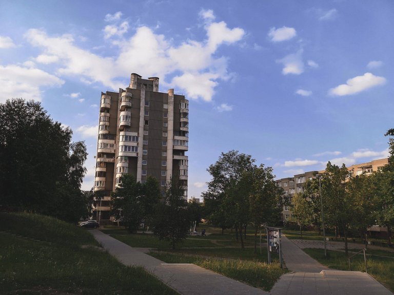 Soviet brutalist micro-district in Šeškinė, VIlnius