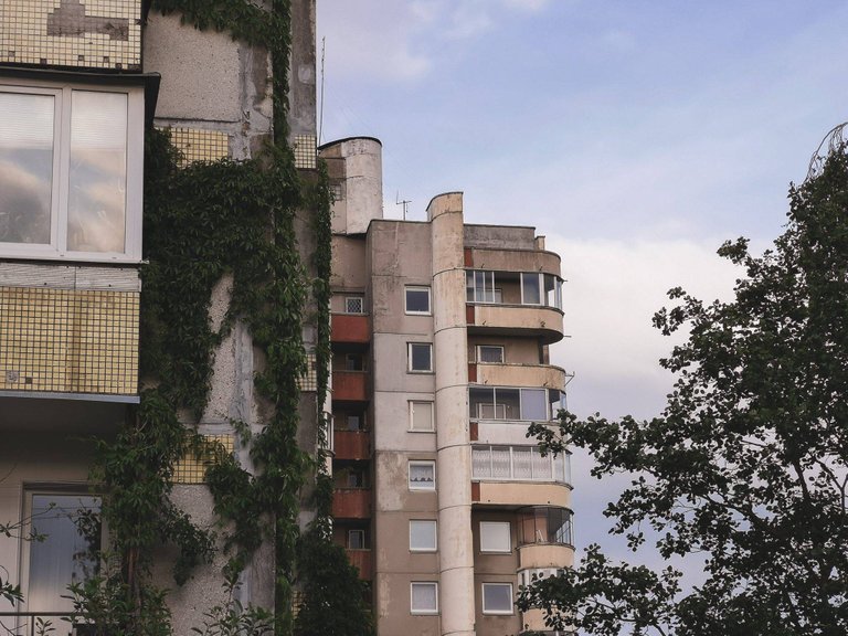 Soviet brutalist micro-district in Šeškinė, VIlnius