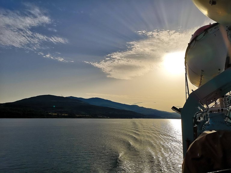 Watching the sunset from Isle of Mull ferry on teh way to Oban port, Scotland