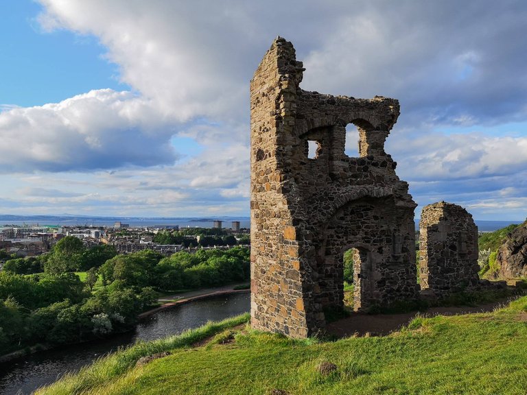 Ruins of St. Anthony Chapel in Holyrood Park, Edinburgh