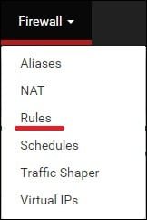 pfsense firewall rule menu