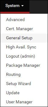 pfsense general menu