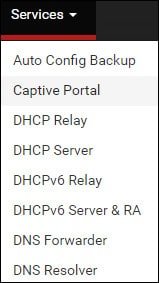 pfsense captive portal menu