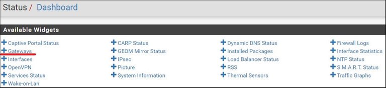 pfsense dashboard monitor gateway