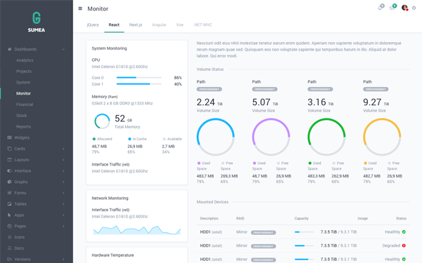 Sumea - Dashboard Template