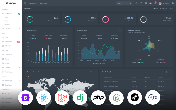 Minton - Admin Dashboard & Frontend