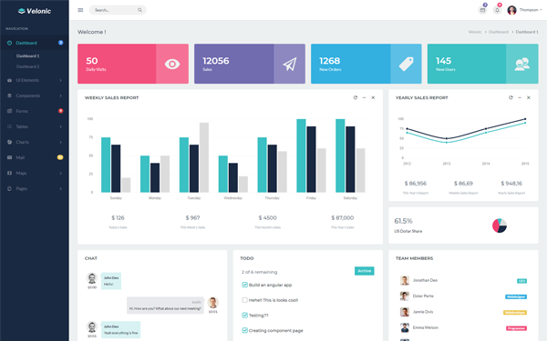 Velonic - Admin Dashboard & Frontend