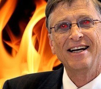 Bill Gates meme: Red Eyes and Fire background