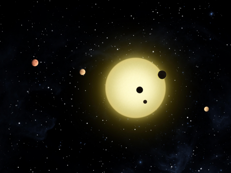 Artist’s impression of exoplanets, or planets orbiting a distant star.