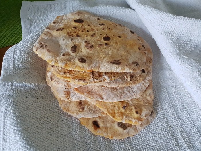 8 finished sweet potato rotis 