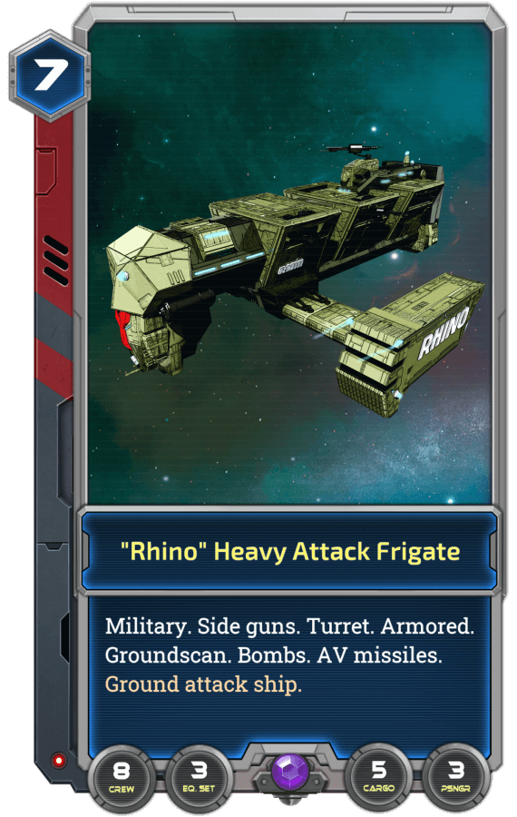 The Rhino has ground attack weapons, which can allow it to attack "alien nests" on your planet once it can take off again.