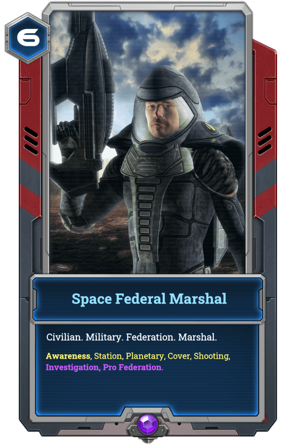 You will notice some cards have several factions. Alanna Vos is a legendary card of the Federation.