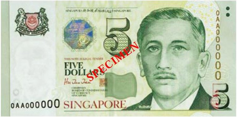 Singapore 5 Dollar Note 