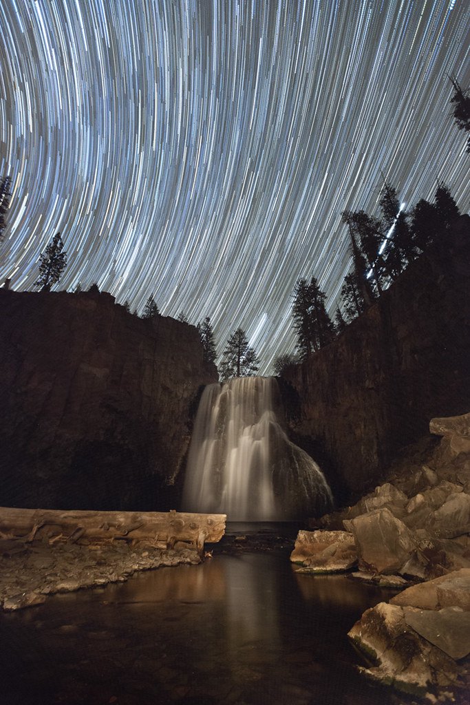 Star Trails Over Waterfall