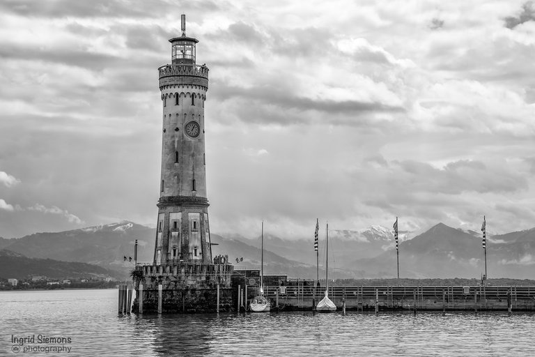 Lindau Lighthouse B&W