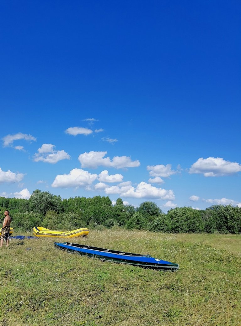 Boats and oars are drying.