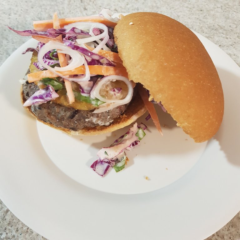 *Lamb & Kawakawa Herb Burgers with Caramelised Pineapple & Asian Slaw*