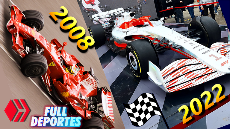La aerodinámica en la Fórmula 1 de 2022 y de 2008 Aerodynamics in 2022 and 2008 F1 Full Deportes Hive.png