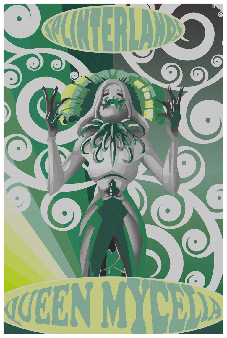 Queen Mycelia 60s style poster S.png