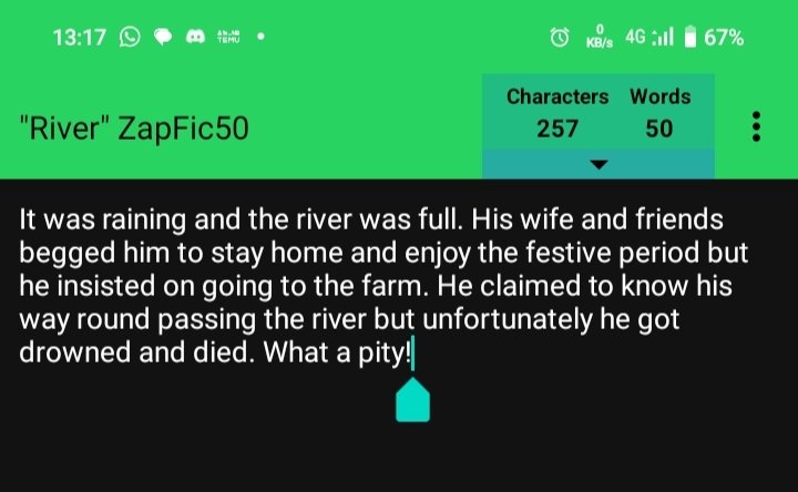 ZapFic50: Flowing River Turned Killer