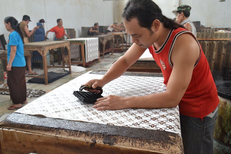 process of making a stamped batik