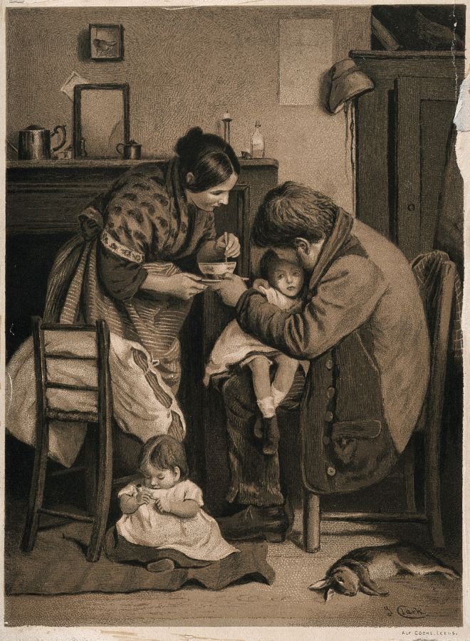 A_sick_child_sitting_on_her_father's_knee_whilst_her_mother_Wellcome_V0015109joseph clark 4.0.jpg