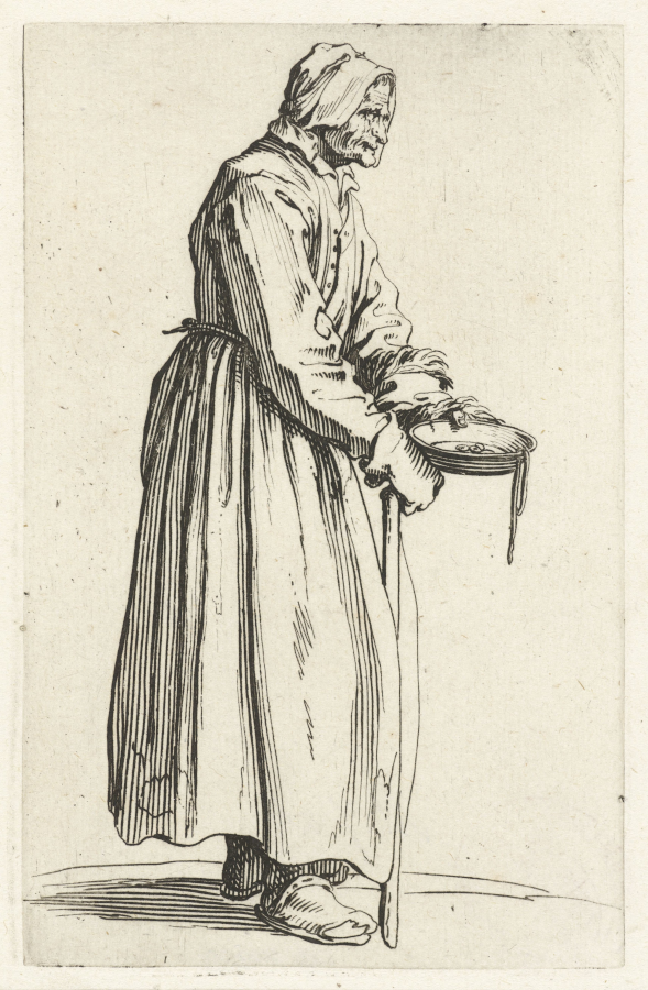 Beggaress_with_bowl_and_stick,_Jacques_Callot,_1622,_etching 1592-1635 public.png