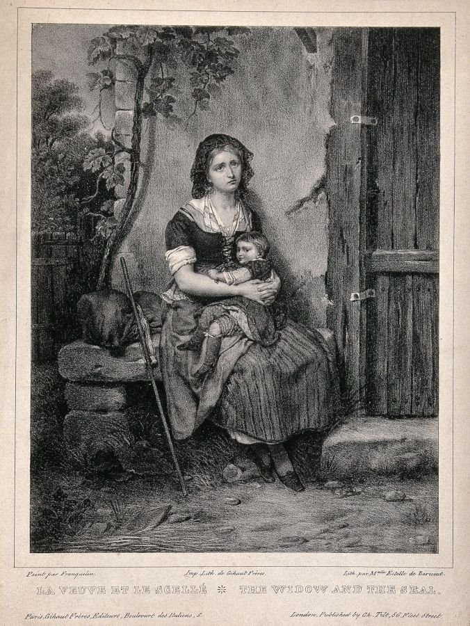 A_young_widow_has_had_the_door_of_her_cottage_sealed_against_Wellcome_V0038896.jpg