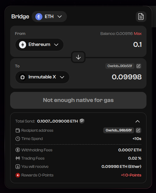 Bridging ETH from L1 to L2 using Orbiter Finance