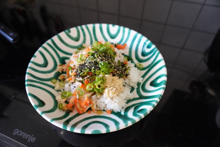 Simple salt brine pickle rice bowl